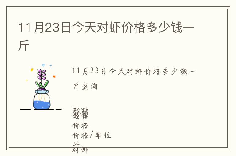 11月23日今天對蝦價格多少錢一斤