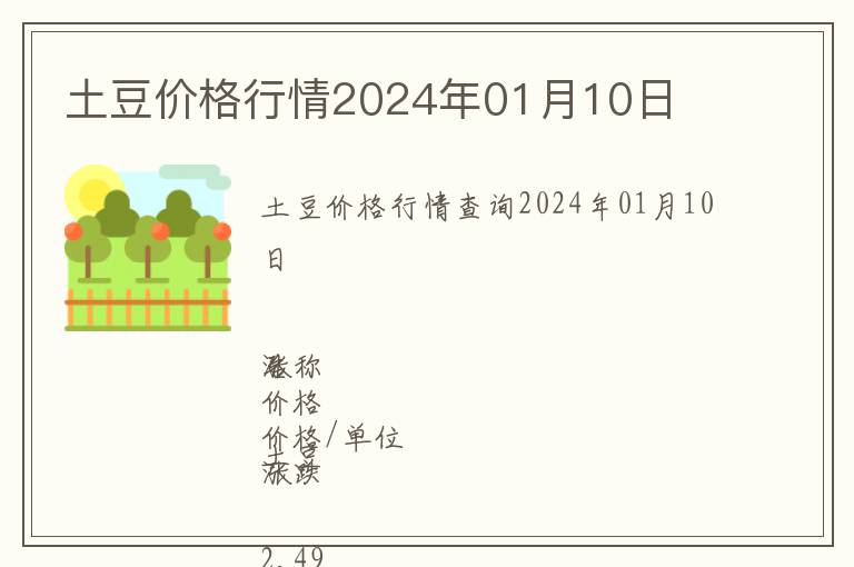 土豆價格行情2024年01月10日