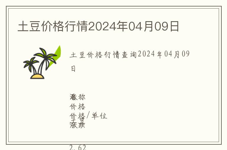 土豆價格行情2024年04月09日