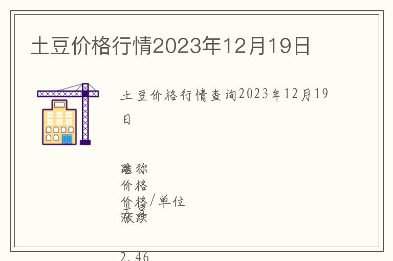 土豆價格行情2023年12月19日