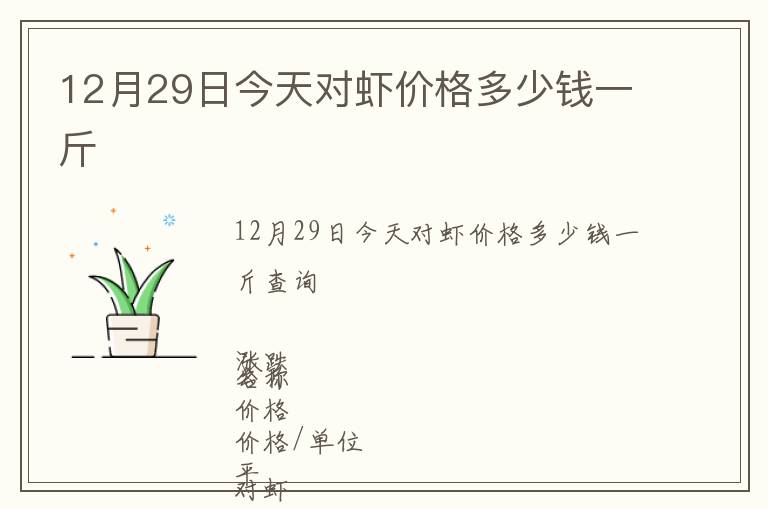 12月29日今天對蝦價格多少錢一斤