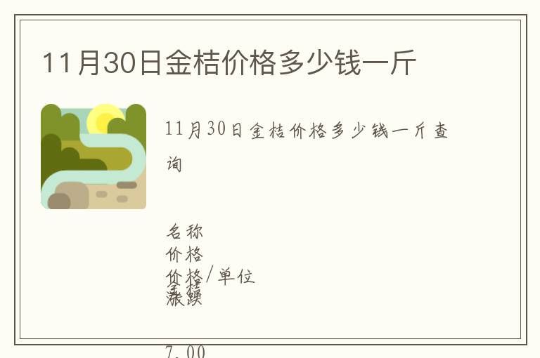 11月30日金桔價格多少錢一斤