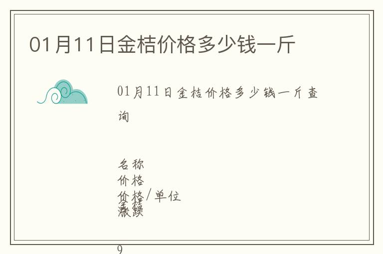 01月11日金桔價格多少錢一斤