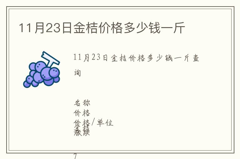 11月23日金桔價格多少錢一斤