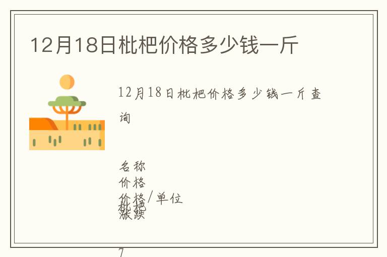 12月18日枇杷價格多少錢一斤