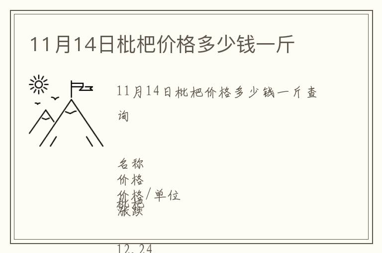 11月14日枇杷價格多少錢一斤