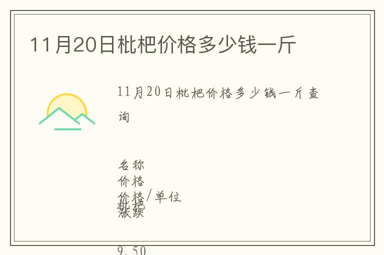 11月20日枇杷價格多少錢一斤