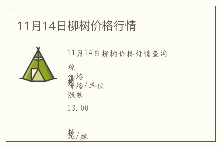 11月14日柳樹價(jià)格行情