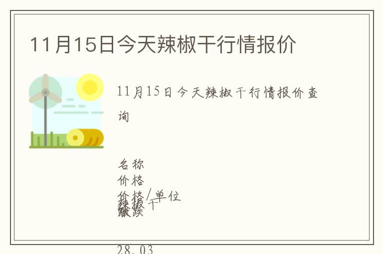 11月15日今天辣椒干行情報價