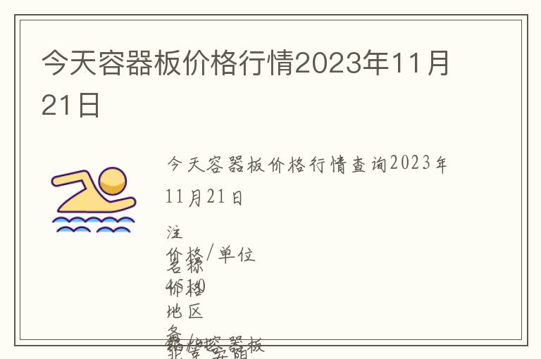 今天容器板價格行情2023年11月21日