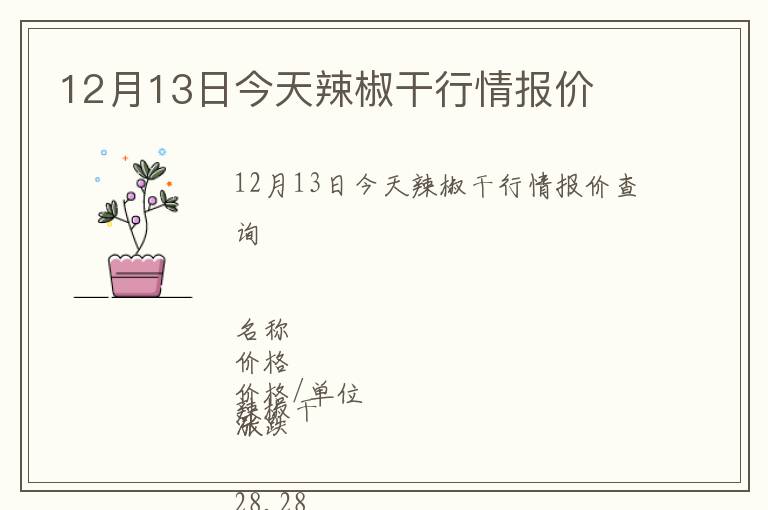 12月13日今天辣椒干行情報價