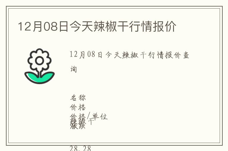 12月08日今天辣椒干行情報價