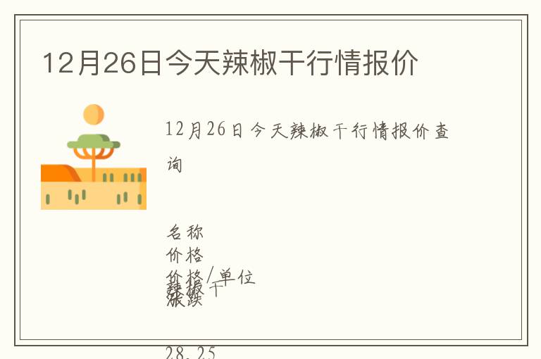 12月26日今天辣椒干行情報價