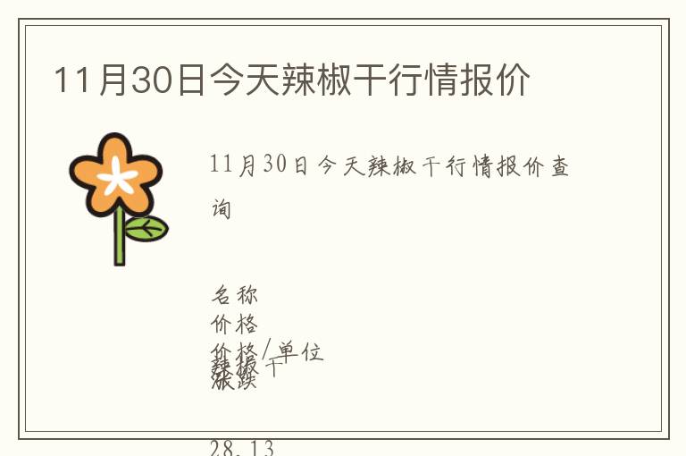 11月30日今天辣椒干行情報價