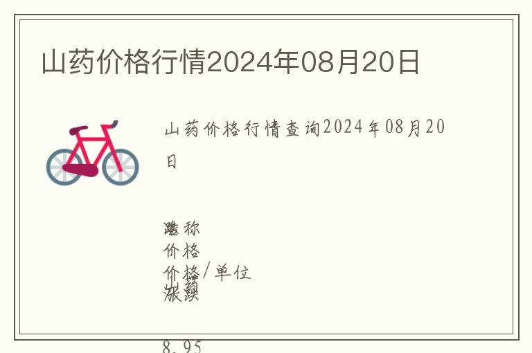 山藥價格行情2024年08月20日