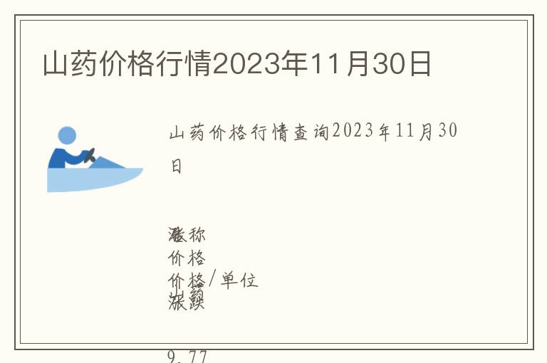 山藥價格行情2023年11月30日