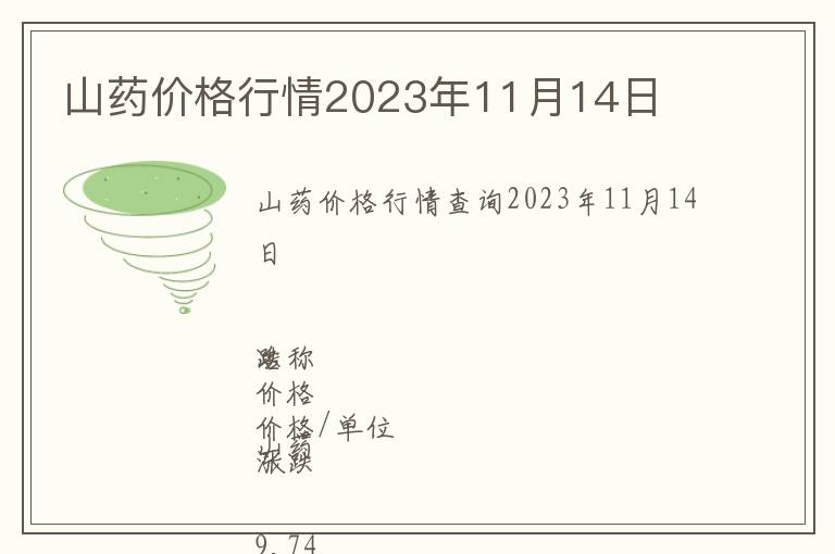 山藥價格行情2023年11月14日