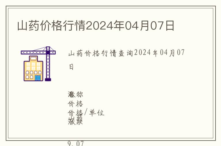 山藥價格行情2024年04月07日