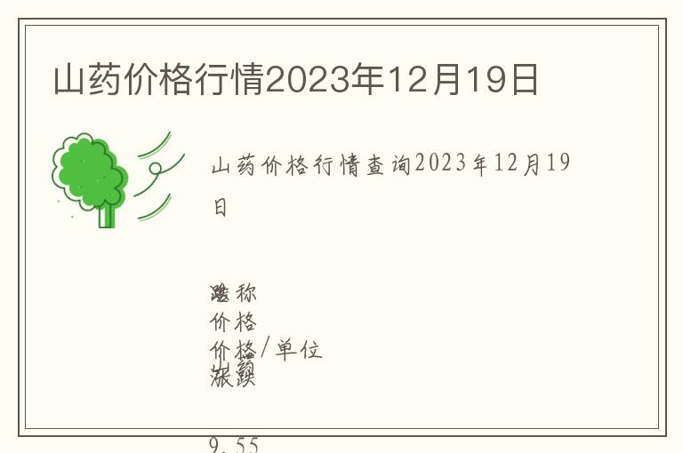 山藥價格行情2023年12月19日