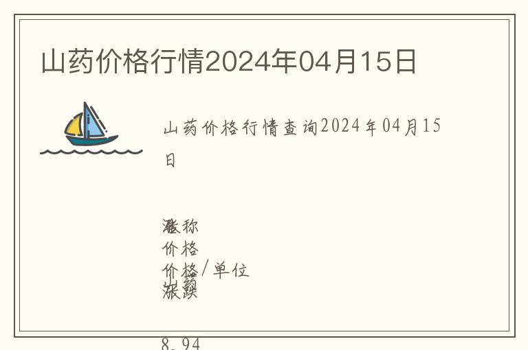 山藥價格行情2024年04月15日