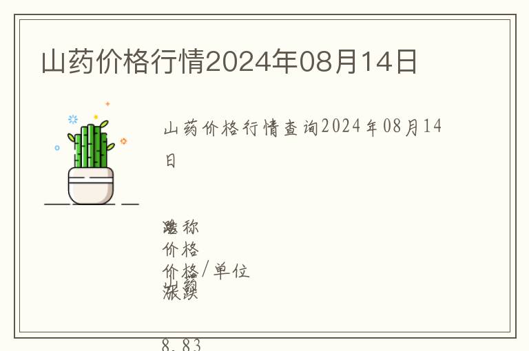 山藥價格行情2024年08月14日