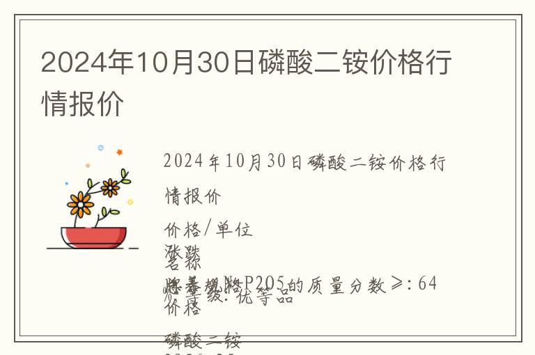 2024年10月30日磷酸二銨價格行情報價