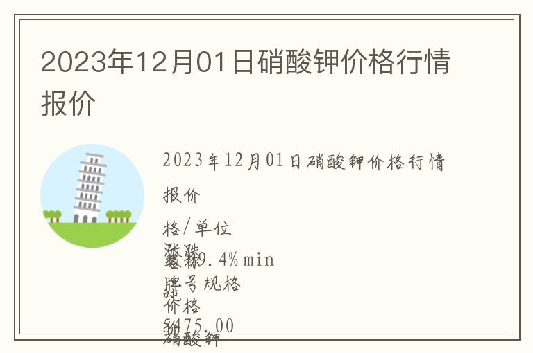 2023年12月01日硝酸鉀價格行情報價