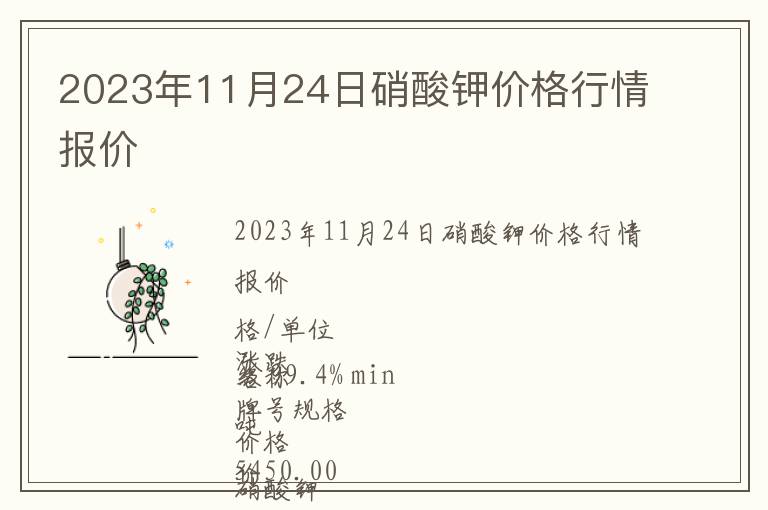 2023年11月24日硝酸鉀價格行情報價