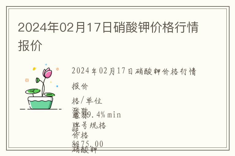 2024年02月17日硝酸鉀價格行情報價