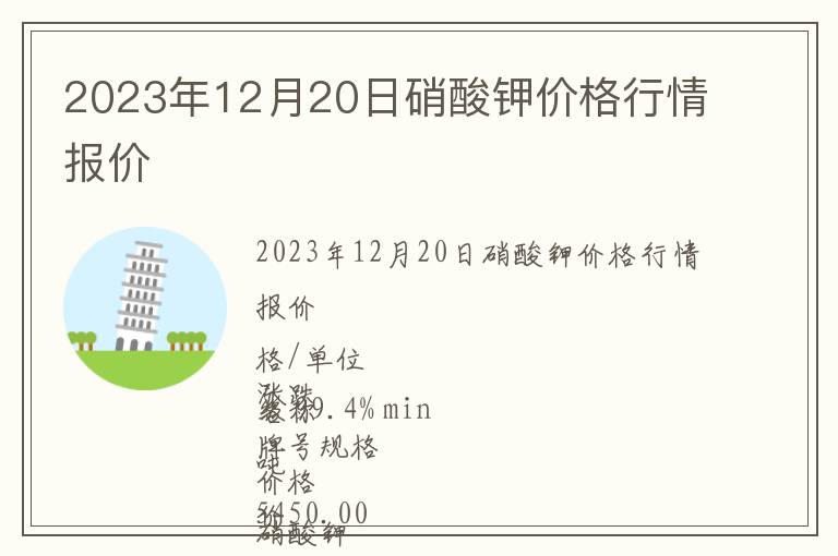 2023年12月20日硝酸鉀價(jià)格行情報(bào)價(jià)