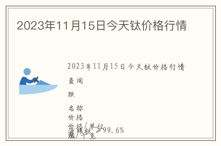 2023年11月15日今天鈦價格行情