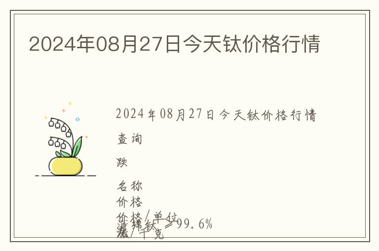 2024年08月27日今天鈦價格行情