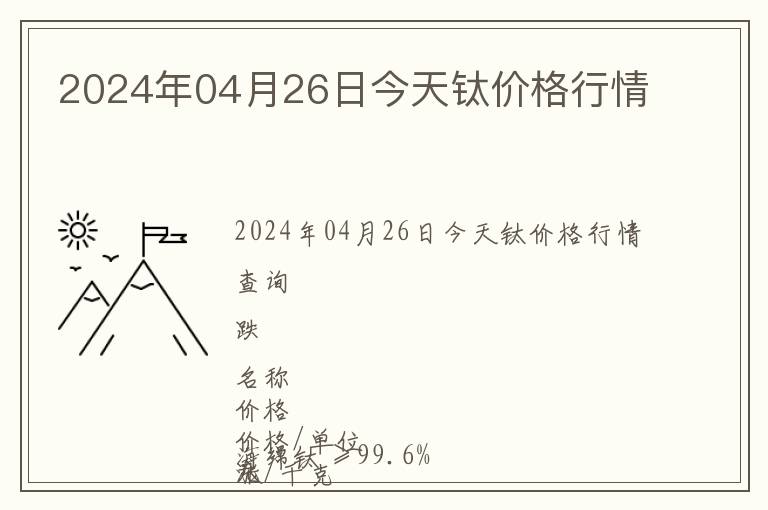 2024年04月26日今天鈦價(jià)格行情