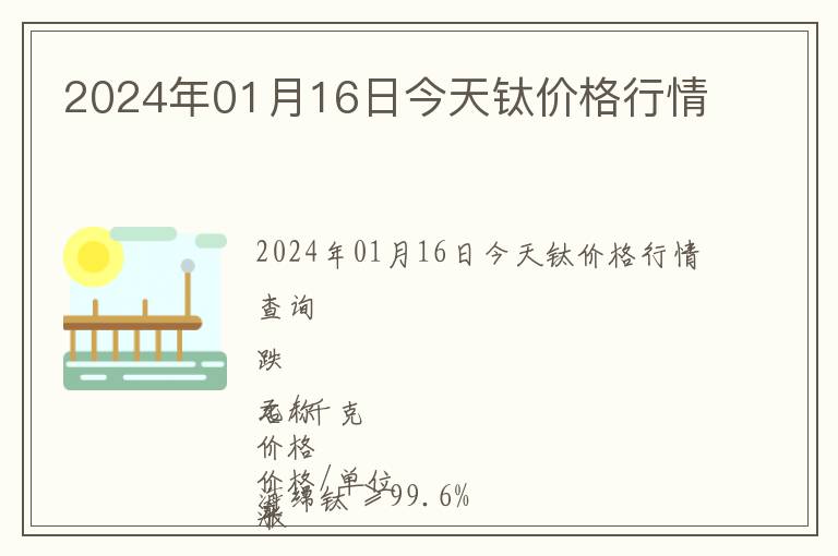 2024年01月16日今天鈦價格行情