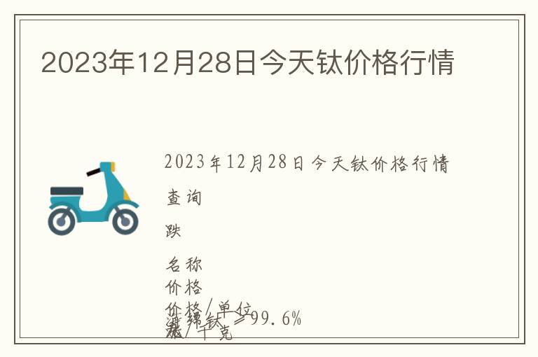 2023年12月28日今天鈦價格行情