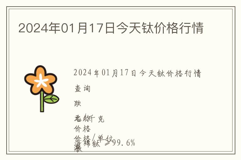 2024年01月17日今天鈦價格行情