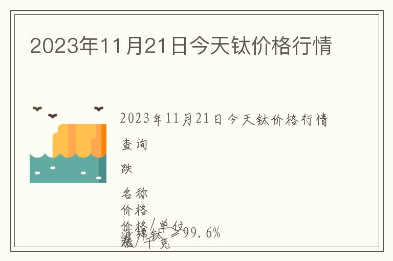 2023年11月21日今天鈦價格行情