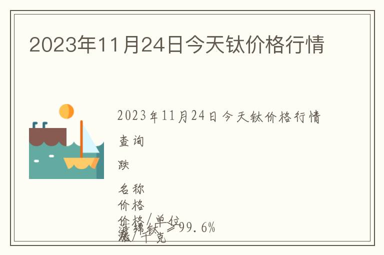 2023年11月24日今天鈦價格行情