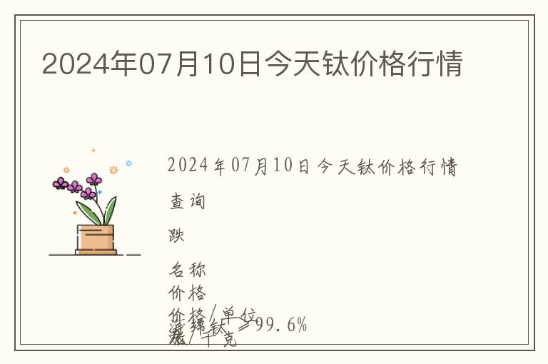 2024年07月10日今天鈦價格行情