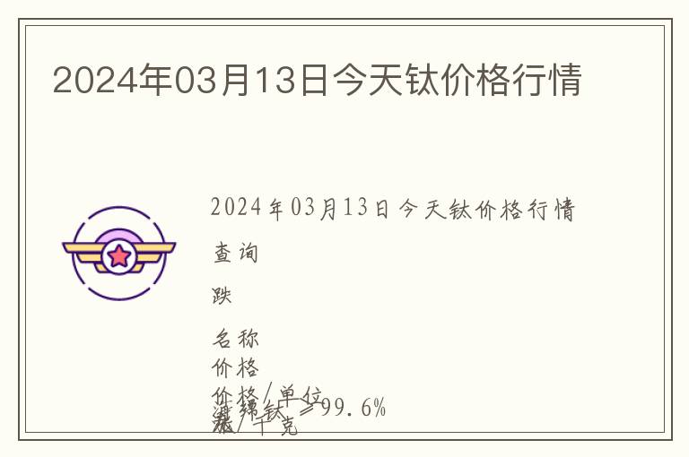 2024年03月13日今天鈦價(jià)格行情