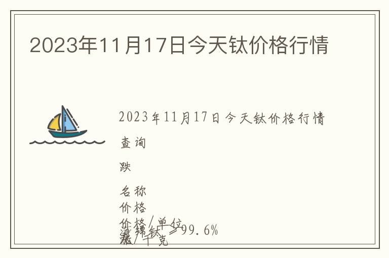 2023年11月17日今天鈦價格行情