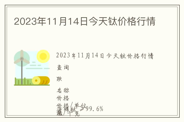 2023年11月14日今天鈦價格行情