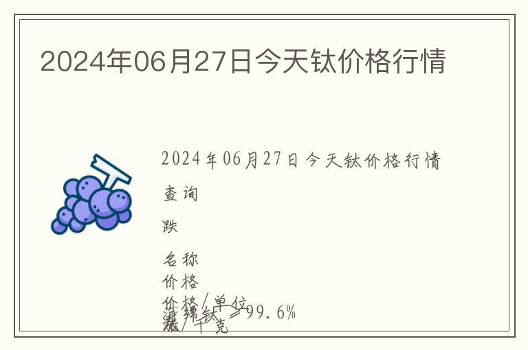 2024年06月27日今天鈦價格行情