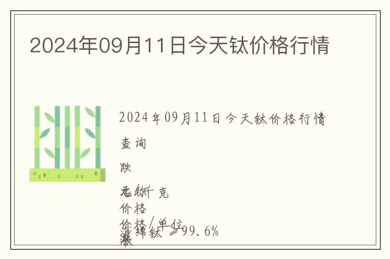 2024年09月11日今天鈦價格行情