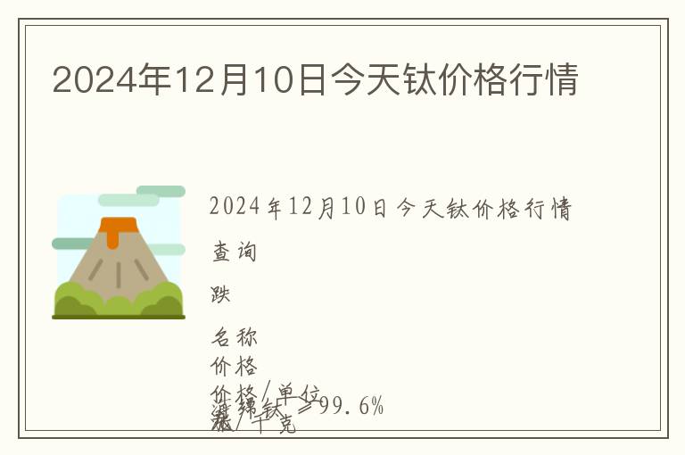 2024年12月10日今天鈦價格行情