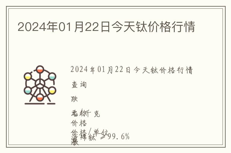 2024年01月22日今天鈦價(jià)格行情