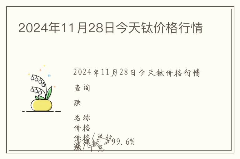 2024年11月28日今天鈦價格行情