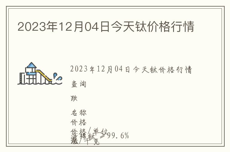 2023年12月04日今天鈦價格行情