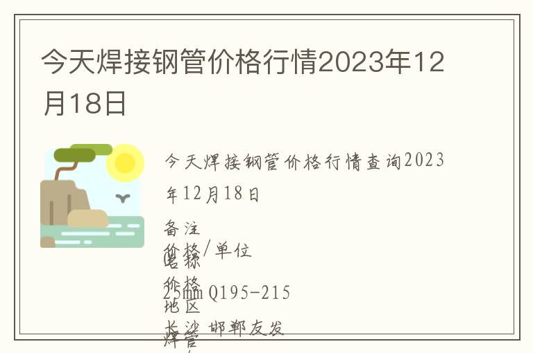 今天焊接鋼管價格行情2023年12月18日