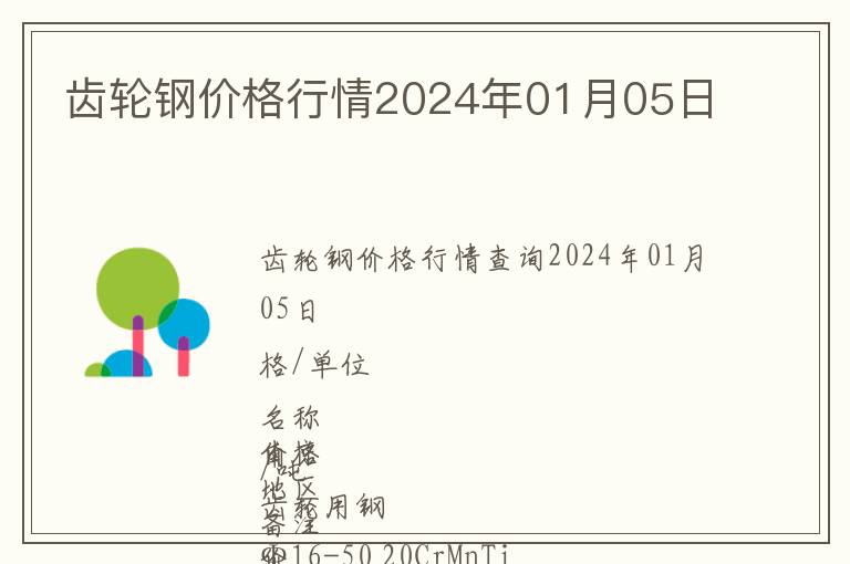 齒輪鋼價格行情2024年01月05日